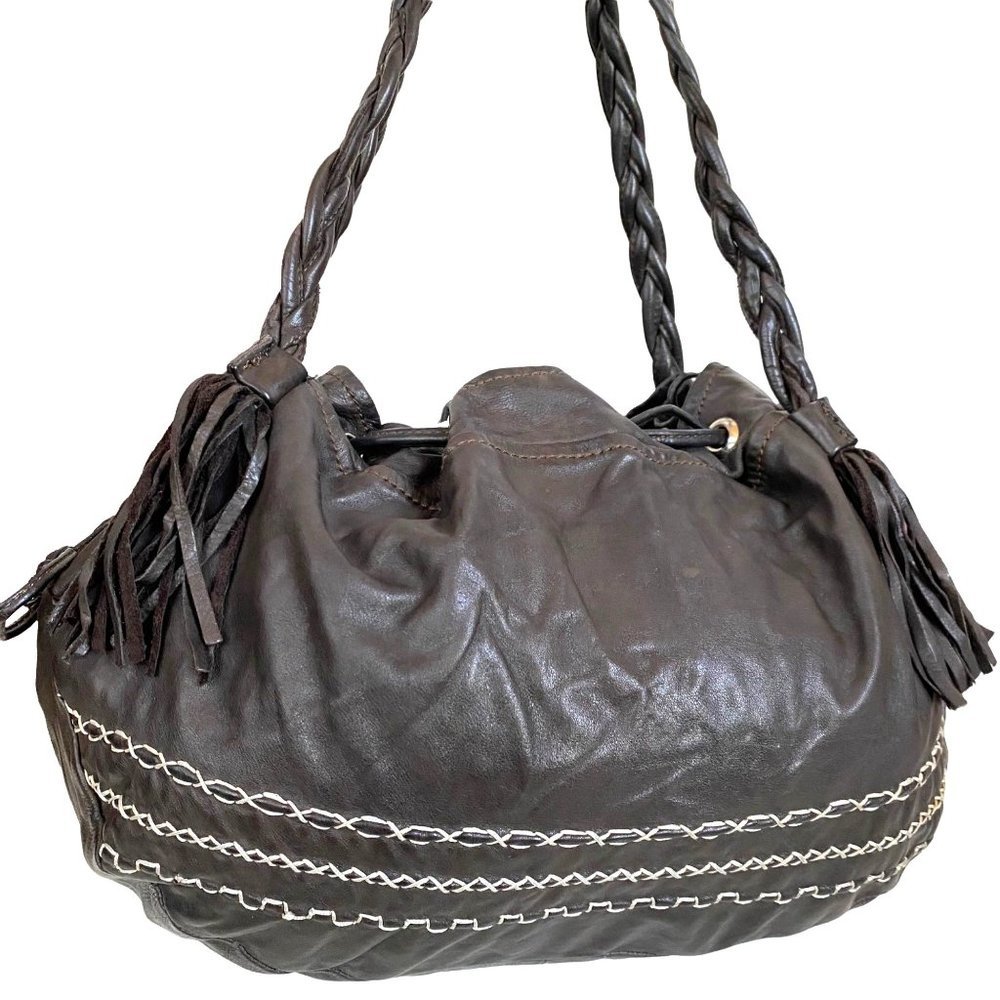 Nicoli Purse Leather Handbag Embroidered Italian Satchel Shoulder Bag Pocketbook